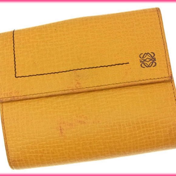 Authentic Loewe Wallet Purse Monogram Mini Agenda Yellow Woman - Picture 2 of 5